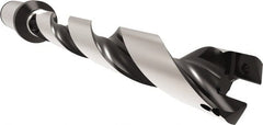 Allied Machine and Engineering - Series 22, 22 to 23.99mm Diam, 25mm Diam Straight Shank with Flange, Helical Flute Spade Drill - 167.9mm Max Depth, 201.3mm Body Length, 257.3mm OAL, Standard Length, Through Coolant - Exact Tooling