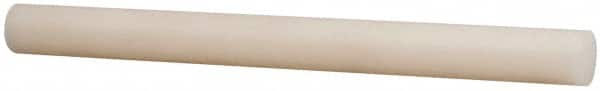 Made in USA - 2' Long, 1/4" Diam, PVDF / KYNAR Plastic Rod - ±0.2" Length Tolerance, +0.020/- 0.000" Diam Tolerance, Shore D-72 Hardness, Natural (Color) - Exact Tooling