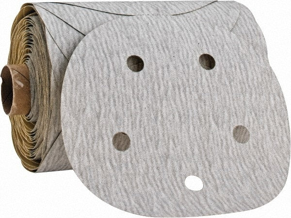 3M - 5" Diam, 220 Grit Silicon Carbide Adhesive PSA Disc - Very Fine Grade, Gray, A Weighted Backing, Flexible, Use with Random Orbital Sanders - Exact Tooling