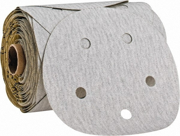 3M - 5" Diam, 100 Grit Silicon Carbide Adhesive PSA Disc - Very Fine Grade, Gray, A Weighted Backing, Flexible, Use with Random Orbital Sanders - Exact Tooling