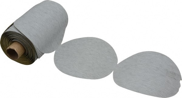 3M - 5" Diam, 280 Grit Silicon Carbide Adhesive PSA Disc - Very Fine Grade, Gray, A Weighted Backing, Flexible, Use with Random Orbital Sanders - Exact Tooling