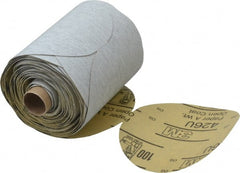 3M - 5" Diam, 100 Grit Silicon Carbide Adhesive PSA Disc - Very Fine Grade, Gray, A Weighted Backing, Flexible, Use with Random Orbital Sanders - Exact Tooling