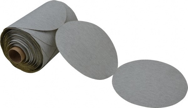 3M - 5" Diam, 120 Grit Silicon Carbide Adhesive PSA Disc - Fine Grade, Gray, A Weighted Backing, Flexible, Use with Random Orbital Sanders - Exact Tooling