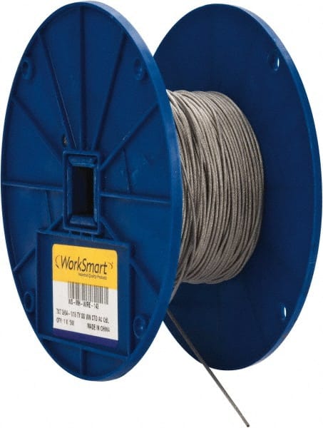 Value Collection - 1/16" x 3/64" Diam, Aircraft Cable - 270 Lb Breaking Strength, 7 x 7 Strand Core, Vinyl Coating - Exact Tooling