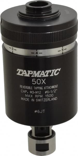 Tapmatic - Model 50X, No. 6 Min Tap Capacity, 1/2 Inch Max Mild Steel Tap Capacity, JT6 Mount Tapping Head - 22100 (J421), 22000 (J422) Compatible, Includes Tap Clamping Wrenches, for Manual Machines - Exact Tooling