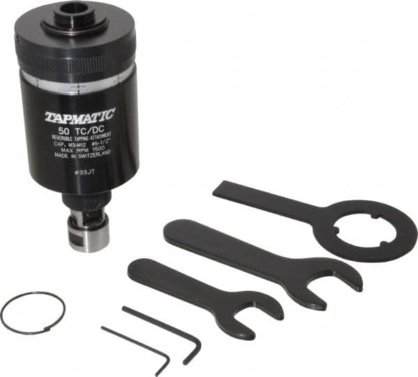 Tapmatic - Model 50TC/DC, No. 6 Min Tap Capacity, 1/2 Inch Max Mild Steel Tap Capacity, JT33 Mount Tapping Head - 22100 (J421), 22000 (J422) Compatible, Includes Tap Clamping Wrenches, for Manual Machines - Exact Tooling