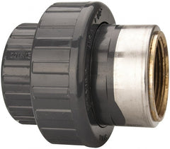 Value Collection - 1-1/2" PVC Plastic Pipe Union with EPDM O-Ring - Schedule 80, PVC Slip x Brass Fipt End Connections - Exact Tooling
