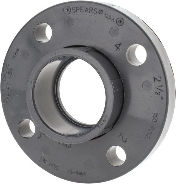 Value Collection - 2-1/2" Pipe, 7" OD, PVC Socket Pipe Flange - Schedule 80, Gray - Exact Tooling