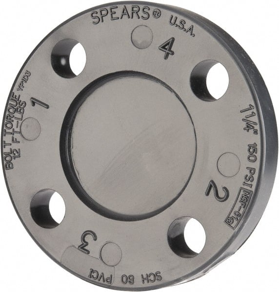 Value Collection - 1-1/4" Pipe, 4-5/8" OD, PVC Blind Pipe Flange - Schedule 80, Gray - Exact Tooling