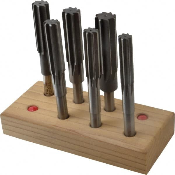 Made in USA - 5/8" to 1", Chucking Reamer Set - Straight Flute, Right Hand Cut, 6 Pieces - Exact Tooling
