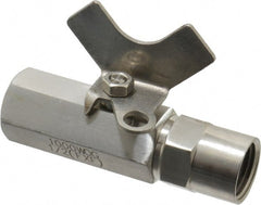 Midwest Control - 1/2" Pipe, Reduced Port, Stainless Steel Miniature Ball Valve - 2 Piece, Inline - Two Way Flow, FNPT x FNPT Ends, Butterfly Handle, 1,000 WOG, 150 WSP - Exact Tooling