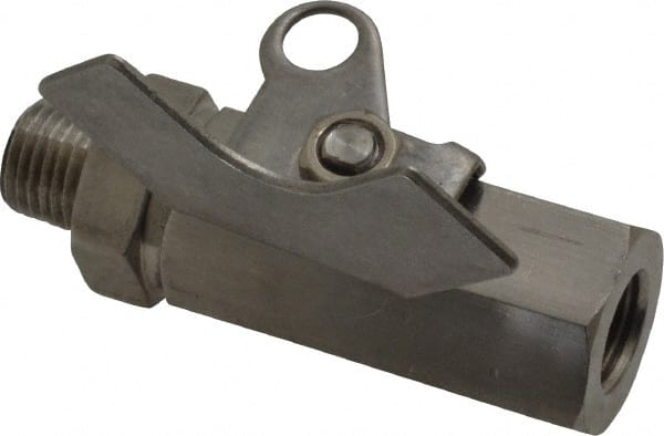 Midwest Control - 1/4" Pipe, Full Port, Stainless Steel Miniature Ball Valve - 2 Piece, Inline - Two Way Flow, MNPT x FNPT Ends, Butterfly Handle, 1,000 WOG, 150 WSP - Exact Tooling