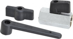 Midwest Control - 3/8" Pipe, Standard Port, Brass Miniature Ball Valve - 1 Piece, Inline - Two Way Flow, FNPT x FNPT Ends, Wedge Handle, 450 WOG - Exact Tooling