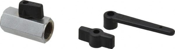 Midwest Control - 1/2" Pipe, Standard Port, Brass Miniature Ball Valve - 1 Piece, Inline - Two Way Flow, FNPT x FNPT Ends, Wedge Handle, 450 WOG - Exact Tooling