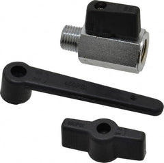 Midwest Control - 1/4" Pipe, Full Port, Brass Miniature Ball Valve - 1 Piece, Inline - Two Way Flow, MNPT x FNPT Ends, Wedge Handle, 450 WOG - Exact Tooling