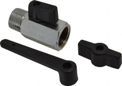 Midwest Control - 1/2" Pipe, Standard Port, Brass Miniature Ball Valve - 1 Piece, Inline - Two Way Flow, MNPT x FNPT Ends, Wedge Handle, 450 WOG - Exact Tooling