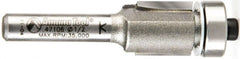 Amana Tool - 1/2" Cut Diam, 1/2" Length of Cut, 2 Flute Flush Trim Edge Profile Router Bit - Carbide-Tipped, 1/4" Shank Diam, 2-1/4" OAL, Uncoated - Exact Tooling