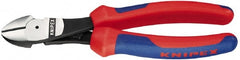 Knipex - 8" OAL, 1/8" Capacity, 1" Jaw Length x 1" Jaw Width, Diagonal Cutter Pliers - Oval Head, Ergo Two Component Handles - Exact Tooling