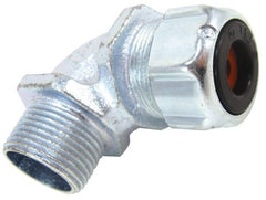 Thomas & Betts - 1/8 to 1/4" Cable Capacity, Liquidtight, Elbow Strain Relief Cord Grip - 3/4 NPT Thread, Iron - Exact Tooling