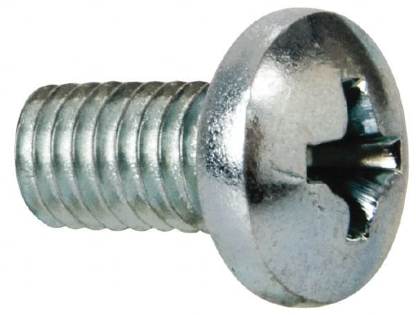 Value Collection - #10-32 UNF Thread, 3/8" Length Under Head, Phillips Drive Steel Thread Cutting Screw - Pan Head, Grade 2, Point Type F, Zinc-Plated Finish - Exact Tooling