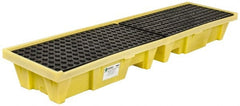 Enpac - 66 Gal Sump, 3,000 Lb Capacity, 4 Drum, Plastic Spill Deck or Pallet - 98" Long x 25-1/4" Wide x 13.43" High, Yellow, Low Profile, Vertical, Inline Drum Configuration - Exact Tooling