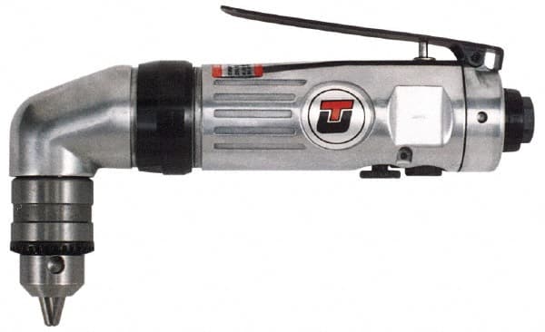 Universal Tool - 3/8" Reversible Keyed Chuck - Right Angle Handle, 1,800 RPM, 4.6 CFM, 0.5 hp, 90 psi - Exact Tooling