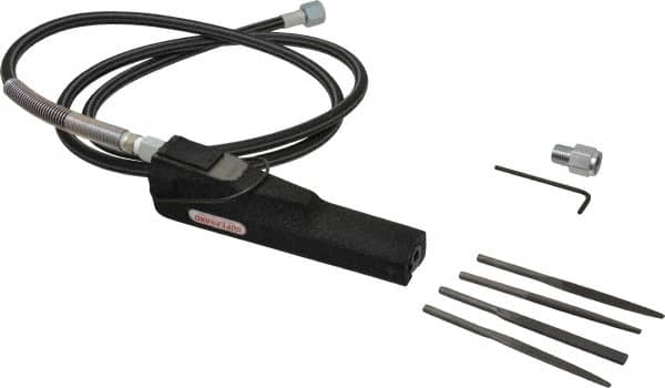 Nitto Kohki - 8.5 CFM Air Consumption, 9 mm Long Stroke Flat, Half Round, Round and Triangular Air Files - 3,700 Blow per Minute, 85 psi Air Pressure, 1/4 NPT Inlet - Exact Tooling