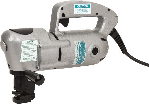 Modern Manufacturing - 110 and 220V, 7 Amp, Electric Power Nibbler - 10 (Stainless Steel) and 7 (Mild Steel) Gauge Cutting Capacity, 1 HP - Exact Tooling