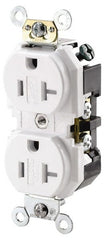 Leviton - 125 VAC 20A NEMA 5-20R Specification Grade White Straight Blade Duplex Receptacle - Exact Tooling