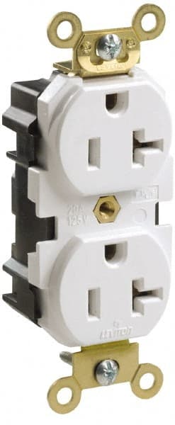 Leviton - 125 VAC, 15 Amp, 5-15R NEMA Configuration, Ivory, Industrial Grade, Self Grounding Duplex Receptacle - 1 Phase, 2 Poles, 3 Wire, Flush Mount, Impact and Tamper Resistant - Exact Tooling