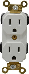 Leviton - 125 VAC, 15 Amp, 5-15R NEMA Configuration, White, Industrial Grade, Self Grounding Duplex Receptacle - 1 Phase, 2 Poles, 3 Wire, Flush Mount, Impact and Tamper Resistant - Exact Tooling