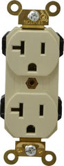 Leviton - 125 VAC, 20 Amp, 5-20R NEMA Configuration, Ivory, Industrial Grade, Self Grounding Duplex Receptacle - 1 Phase, 2 Poles, 3 Wire, Flush Mount, Impact and Tamper Resistant - Exact Tooling