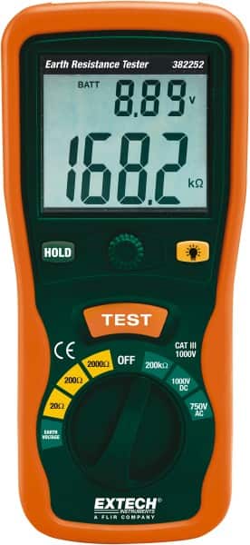 Extech - LCD Display Earth Ground Resistance Tester - AA Battery - Exact Tooling
