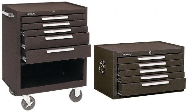Kennedy - 5 Drawer, 2 Piece, Brown Steel Roller Cabinet Combo - Exact Tooling