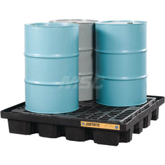Justrite - Spill Pallets, Platforms, Sumps & Basins; Type: EcoPolyBlend? DrumSheds? ; Number of Drums: 4 ; Sump Capacity (Gal.): 79.00 ; Load Capacity (Lb.): 2500.000 ; Material: Polyethylene ; Height (Inch): 9 - Exact Tooling