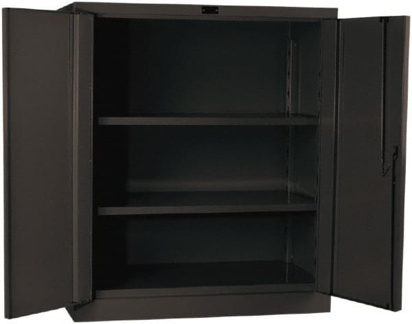 Hallowell - 2 Shelf Locking Storage Cabinet - Steel, 36" Wide x 21" Deep x 42" High, Gray - Exact Tooling