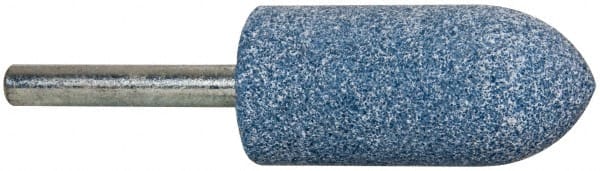 Tru-Maxx - 7/8" Head Diam x 2" Thickness, A11, Pointed Tree End, Aluminum Oxide Mounted Point - Blue, Medium Grade, 60 Grit, 25,420 RPM - Exact Tooling