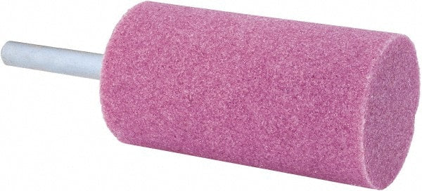 Tru-Maxx - 1-1/4" Head Diam x 2-1/2" Thickness, W233, Cylinder End, Aluminum Oxide Mounted Point - Pink, Medium Grade, 60 Grit, 14,250 RPM - Exact Tooling