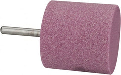 Tru-Maxx - 2" Head Diam x 2" Thickness, W244, Cylinder End, Aluminum Oxide Mounted Point - Pink, Medium Grade, 60 Grit, 11,750 RPM - Exact Tooling
