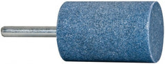 Tru-Maxx - 1-1/4" Head Diam x 2" Thickness, W232, Cylinder End, Aluminum Oxide Mounted Point - Blue, Medium Grade, 60 Grit, 14,250 RPM - Exact Tooling