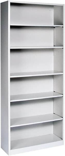 Hon - 6 Shelf, 81-1/8" High x 34-1/2" Wide Bookcase - 15-5/8" Deep, Steel, Light Gray - Exact Tooling