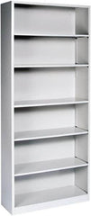 Hon - 6 Shelf, 81-1/8" High x 34-1/2" Wide Bookcase - 15-5/8" Deep, Steel, Light Gray - Exact Tooling
