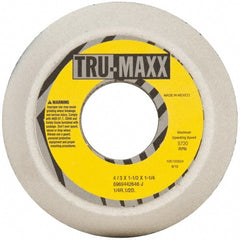 Tru-Maxx - 4" Diam, 1-1/4" Hole Size, 1-1/2" Overall Thickness, 46 Grit, Type 11 Tool & Cutter Grinding Wheel - Coarse Grade, Aluminum Oxide, J Hardness, 5,730 RPM - Exact Tooling
