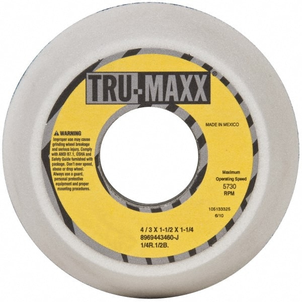 Tru-Maxx - 4" Diam, 1-1/4" Hole Size, 1-1/2" Overall Thickness, 60 Grit, Type 11 Tool & Cutter Grinding Wheel - Medium Grade, Aluminum Oxide, J Hardness, 5,730 RPM - Exact Tooling