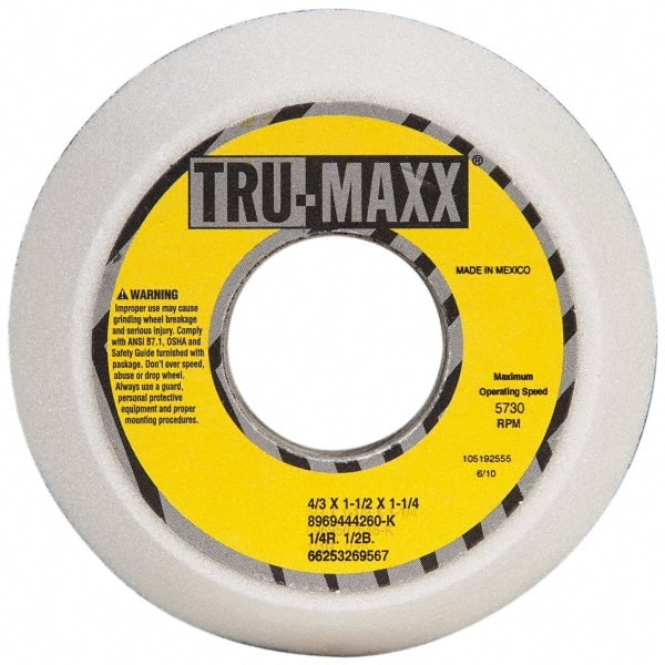 Tru-Maxx - 4" Diam, 1-1/4" Hole Size, 1-1/2" Overall Thickness, 60 Grit, Type 11 Tool & Cutter Grinding Wheel - Medium Grade, Aluminum Oxide, K Hardness, 5,730 RPM - Exact Tooling