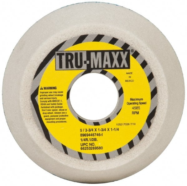 Tru-Maxx - 5" Diam, 1-3/4" Hole Size, 1-3/4" Overall Thickness, 46 Grit, Type 11 Tool & Cutter Grinding Wheel - Coarse Grade, Aluminum Oxide, I Hardness, 4,585 RPM - Exact Tooling