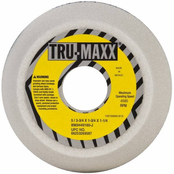 Tru-Maxx - 5" Diam, 1-3/4" Hole Size, 1-3/4" Overall Thickness, 60 Grit, Type 11 Tool & Cutter Grinding Wheel - Medium Grade, Aluminum Oxide, J Hardness, 4,585 RPM - Exact Tooling