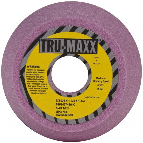 Tru-Maxx - 5" Diam, 1-1/4" Hole Size, 1-3/4" Overall Thickness, 60 Grit, Type 11 Tool & Cutter Grinding Wheel - Medium Grade, Aluminum Oxide, K Hardness, 4,585 RPM - Exact Tooling