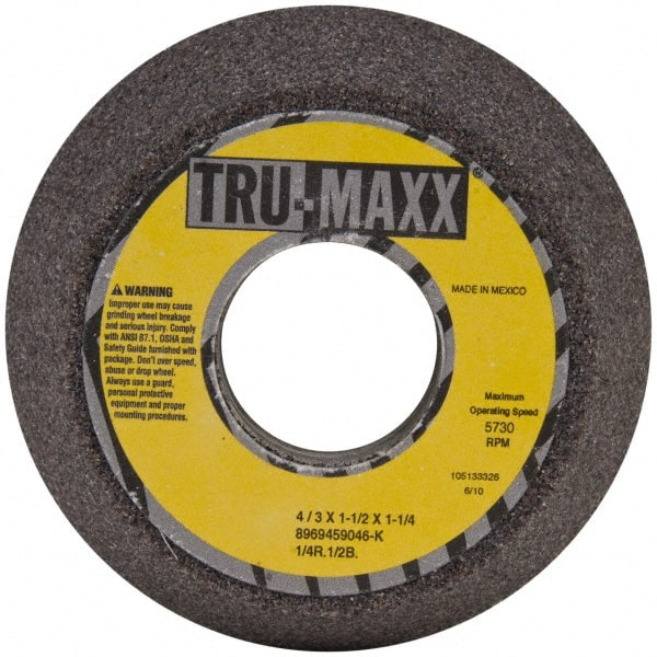 Tru-Maxx - 4" Diam, 1-1/4" Hole Size, 1-1/2" Overall Thickness, 46 Grit, Type 11 Tool & Cutter Grinding Wheel - Coarse Grade, Aluminum Oxide, K Hardness, 5,730 RPM - Exact Tooling