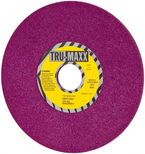 Tru-Maxx - 7" Diam x 1-1/4" Hole x 1/4" Thick, I Hardness, 60 Grit Surface Grinding Wheel - Aluminum Oxide, Type 1, Medium Grade, 3,600 Max RPM, No Recess - Exact Tooling